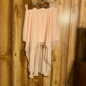 High - Low Pink Skirt with Belt